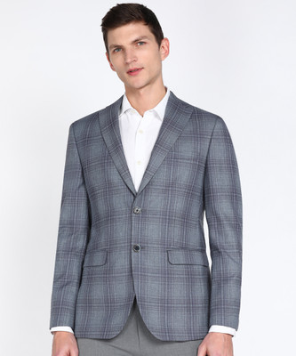 PETER ENGLAND Checkered Single Breasted Formal Men Blazer(Blue)
