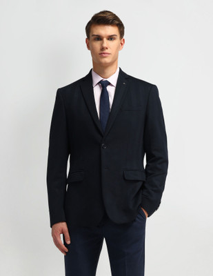ARROW Self Design Single Breasted Formal Men Blazer(Blue)