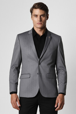 VAN HEUSEN Solid Single Breasted Formal Men Blazer(Grey)