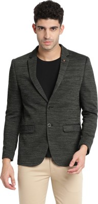 TURTLE Self Design Double Breasted Festive & Wedding Men Blazer(Grey)