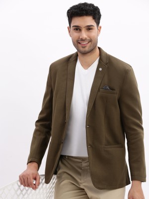 Showoff Solid Single Breasted Casual Men Blazer(Brown)