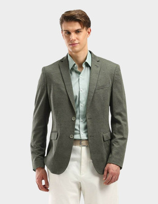 ARROW Self Design Single Breasted Formal Men Blazer(Green)