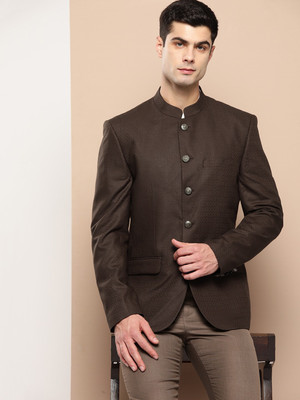 INVICTUS Self Design Single Breasted Formal Men Blazer(Brown)