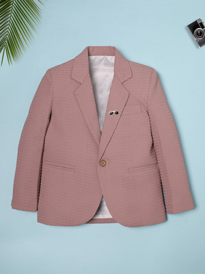 Ridokidz Self Design Single Breasted Casual Boys Blazer(Pink)