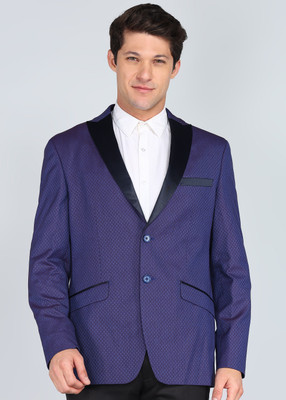PETER ENGLAND Striped Tuxedo Style Formal Men Blazer(Blue)