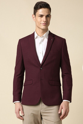 Allen Solly Self Design Single Breasted Formal Men Blazer(Maroon)