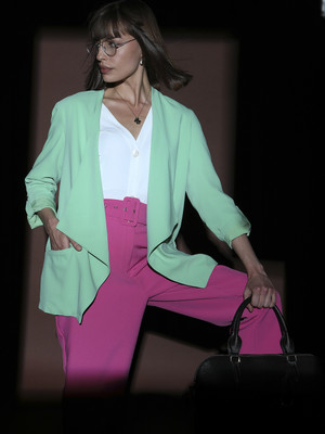 VERO MODA Solid Single Breasted Casual Women Blazer(Green)