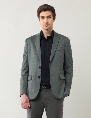 ARROW Printed Single Breasted Formal Men Blazer(Green)