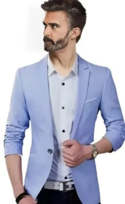 Darbar In Solid Single Breasted Casual, Formal, Festive & Wedding Men Blazer(Blue)