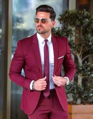 TRULYFAB Solid Single Breasted Casual Men Blazer(Pink)