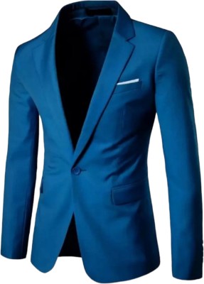 Men bazar Solid Single Breasted Festive & Wedding, Casual, Formal Men Blazer(Blue)