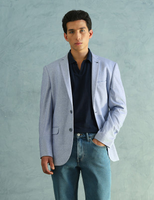 ARROW Solid Single Breasted Formal Men Blazer(Blue)