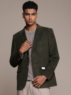 Mr Bowerbird Solid Single Breasted Casual Men Blazer(Green)