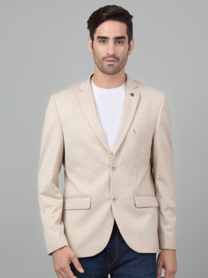 CANTABIL Self Design Single Breasted Casual Men Blazer(Beige)