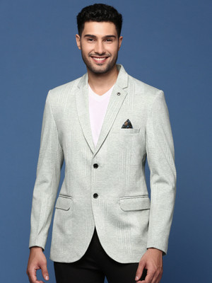SHOWOFFFF Self Design Single Breasted Formal Men Blazer(Green)