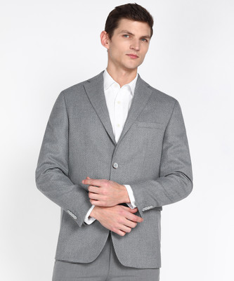 PETER ENGLAND Solid Single Breasted Formal Men Blazer(Grey)