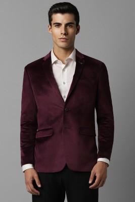 LOUIS PHILIPPE Solid Single Breasted Party Men Blazer(Purple)