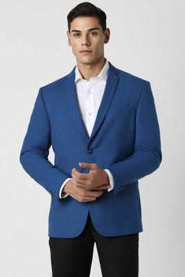 VAN HEUSEN Self Design Single Breasted Formal Men Blazer(Blue)