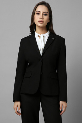Allen Solly Solid Single Breasted Formal Women Blazer(Black)