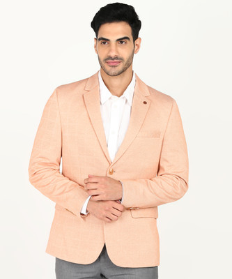 KILLER Checkered Single Breasted Casual Men Blazer(Orange)