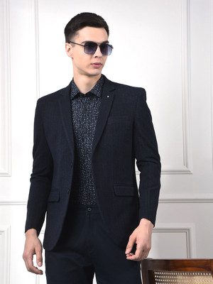 CRIMSOUNE CLUB Striped Single Breasted Casual Men Blazer(Blue)