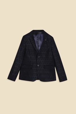 Allen Solly Printed Single Breasted Party Boys Blazer(Dark Blue)