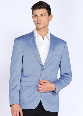 PETER ENGLAND Self Design Single Breasted Formal Men Blazer(Light Blue)