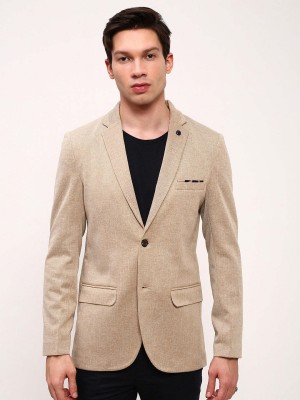 Showoff Solid Single Breasted Casual Men Blazer(Brown)