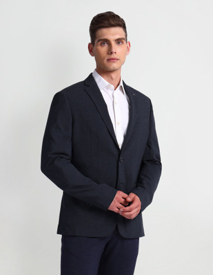 ARROW Checkered Single Breasted Formal Men Blazer(Blue)