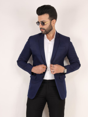 Raxon Solid Single Breasted Casual, Formal, Wedding Men Blazer(Blue)