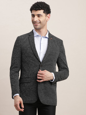 TURTLE Self Design Single Breasted Casual Men Blazer(Grey)