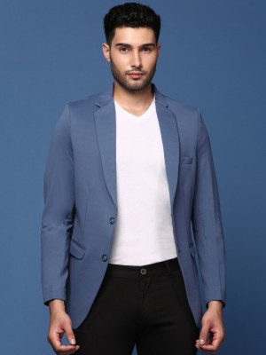 Showoff Solid Single Breasted Formal Men Blazer(Blue)