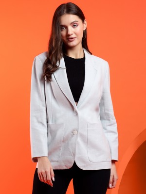 KOTTY Solid Single Breasted Casual Women Blazer(Grey)