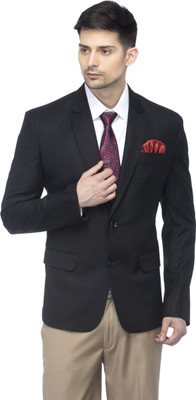 FAVOROSKI Solid Single Breasted Party Men Blazer(Black)