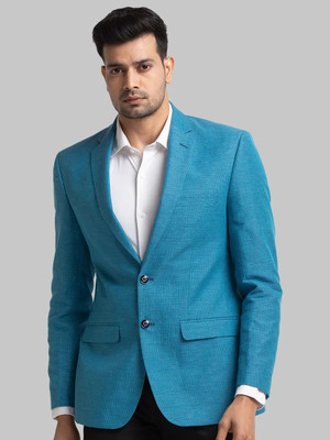 Raymond Solid Single Breasted Formal Men Blazer(Blue)