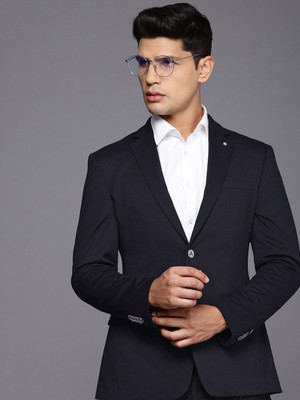 Raymond Solid Single Breasted Formal Men Blazer(Dark Blue)