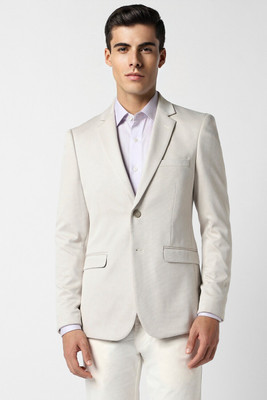 VAN HEUSEN Solid Single Breasted Formal Men Blazer(Beige)