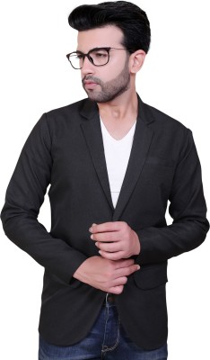 Abc Garments Solid Single Breasted Casual Men Blazer(Black)