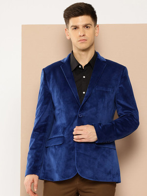 INVICTUS Solid Single Breasted Party Men Blazer(Blue)