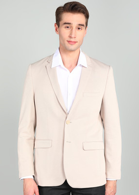 PETER ENGLAND Self Design Single Breasted Formal Men Blazer(Beige)