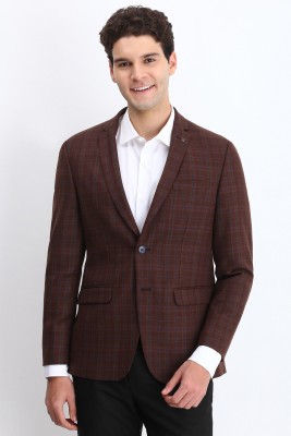 Allen Solly Checkered Single Breasted Formal Men Blazer(Brown)