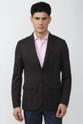 PETER ENGLAND Checkered Single Breasted Formal Men Blazer(Black)