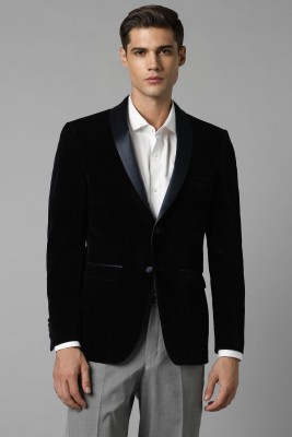 LOUIS PHILIPPE Solid Single Breasted Party Men Blazer(Black)