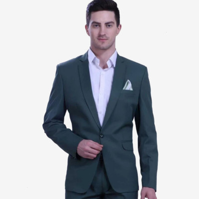 Men Style Solid Single Breasted Festive & Wedding Men Blazer(Green)