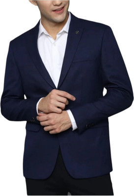Men bazar Solid Single Breasted Formal, Festive & Wedding Men Blazer(Blue)