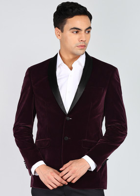 PETER ENGLAND Solid Single Breasted Formal Men Blazer(Red)