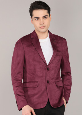 KILLER Solid Single Breasted Casual Men Blazer(Maroon)