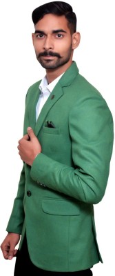 TT Trader Solid Single Breasted Party Men Blazer(Green)