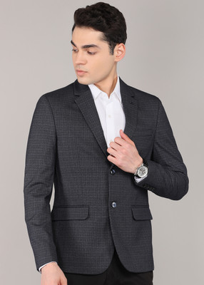 KILLER Checkered Single Breasted Casual Men Blazer(Dark Blue)