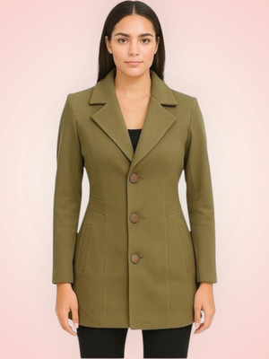 Pepzo Solid Double Breasted Casual Women Blazer(Green)